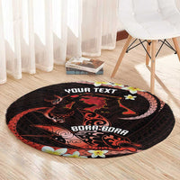 Personalised Tahiti Bora Bora Round Carpet Manta Rays With Polynesian Plumeria LT14 - Polynesian Pride