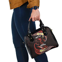 Personalised Tahiti Bora Bora Shoulder Handbag Manta Rays With Polynesian Plumeria LT14 - Polynesian Pride