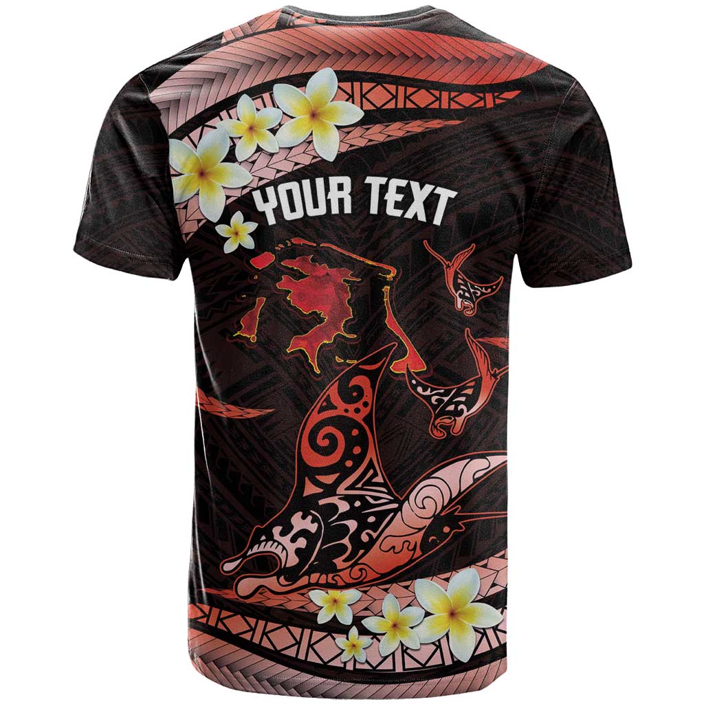 Personalised Tahiti Bora Bora T Shirt Manta Rays With Polynesian Plumeria LT14 - Polynesian Pride