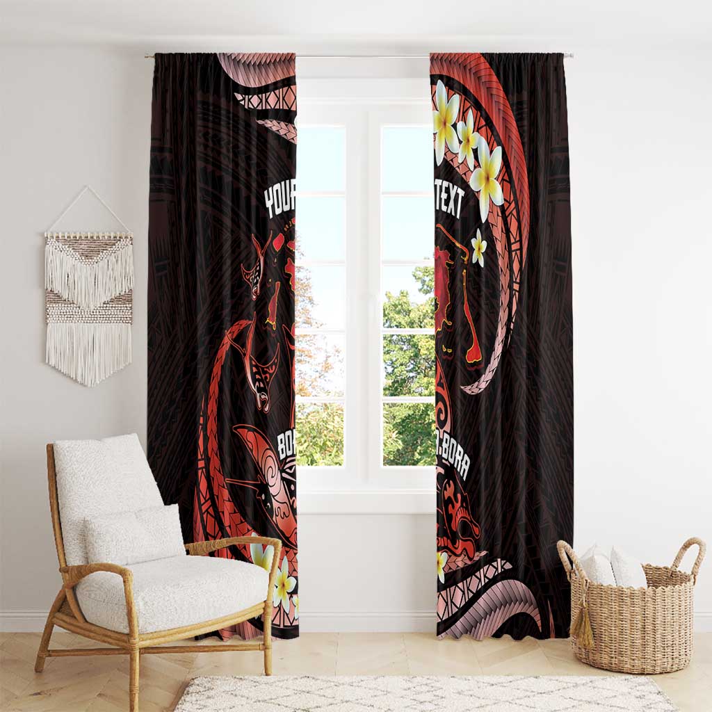 Personalised Tahiti Bora Bora Window Curtain Manta Rays With Polynesian Plumeria LT14 - Polynesian Pride