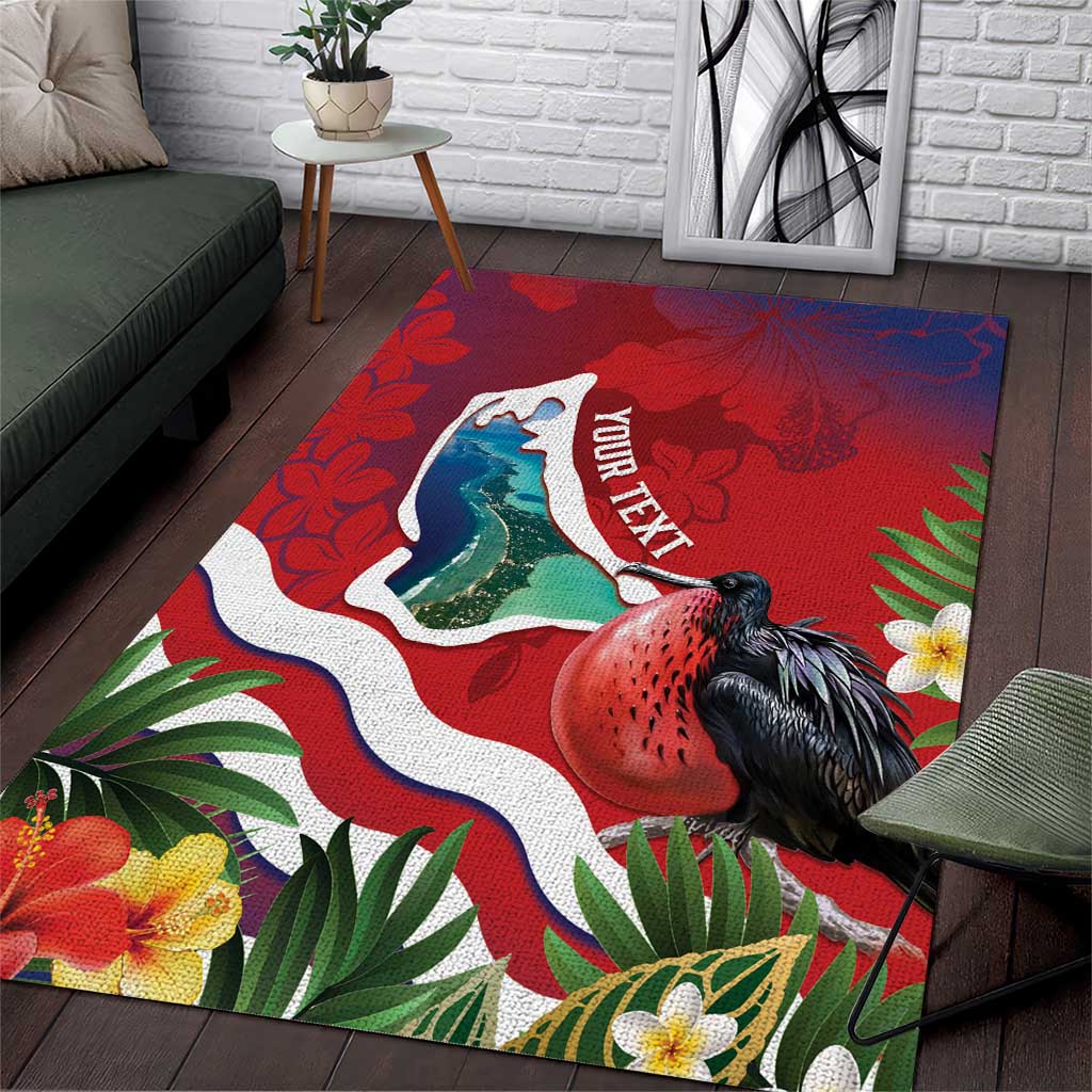 Personalised Kiribati Tarawa Atoll Area Rug Frigate Bird With Map Tropical Style LT14 Red - Polynesian Pride