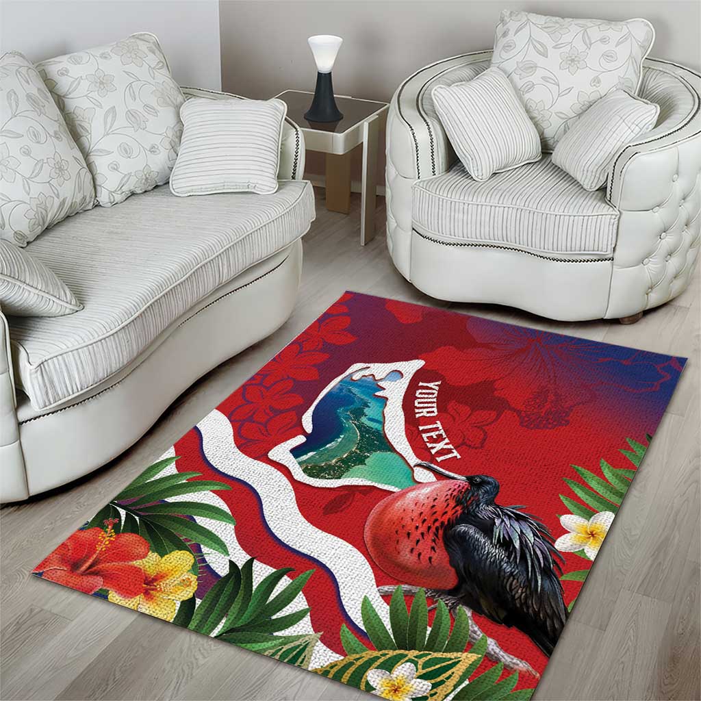 Personalised Kiribati Tarawa Atoll Area Rug Frigate Bird With Map Tropical Style LT14 - Polynesian Pride