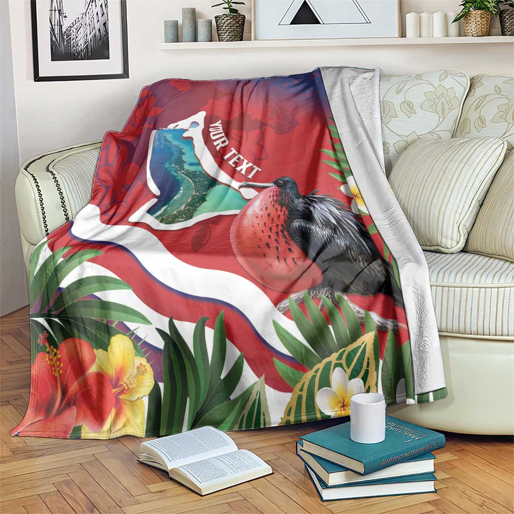 Personalised Kiribati Tarawa Atoll Blanket Frigate Bird With Map Tropical Style LT14 Red - Polynesian Pride