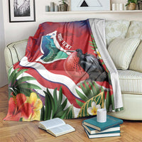 Personalised Kiribati Tarawa Atoll Blanket Frigate Bird With Map Tropical Style LT14 Red - Polynesian Pride