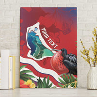 Personalised Kiribati Tarawa Atoll Canvas Wall Art Frigate Bird With Map Tropical Style LT14 Without Frame Red - Polynesian Pride