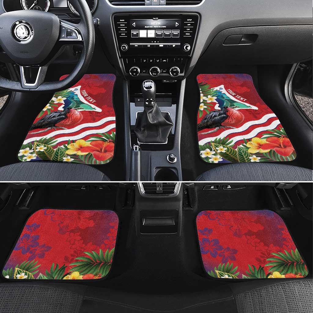 Personalised Kiribati Tarawa Atoll Car Mats Frigate Bird With Map Tropical Style LT14 Set 4pcs Red - Polynesian Pride