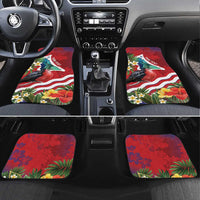 Personalised Kiribati Tarawa Atoll Car Mats Frigate Bird With Map Tropical Style LT14 Set 4pcs Red - Polynesian Pride