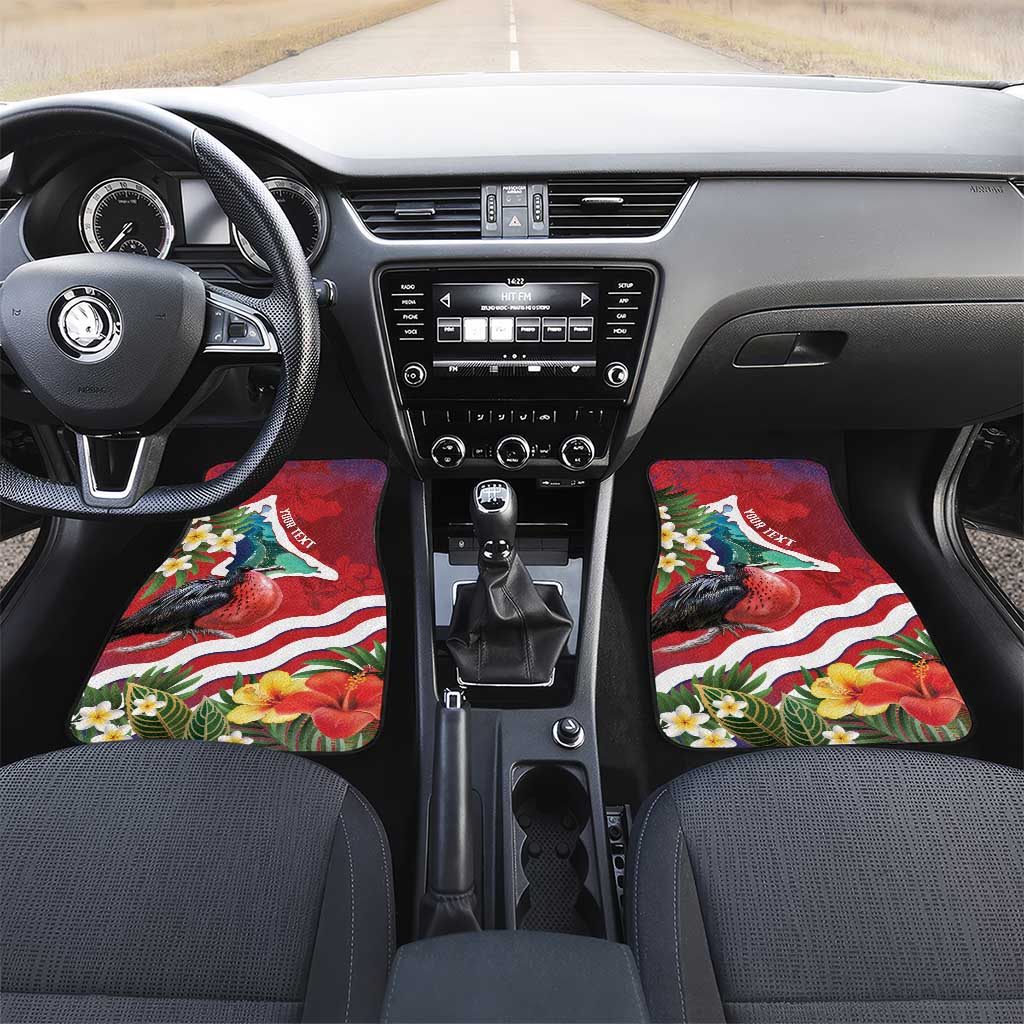 Personalised Kiribati Tarawa Atoll Car Mats Frigate Bird With Map Tropical Style LT14 Set 2pcs - Front Red - Polynesian Pride