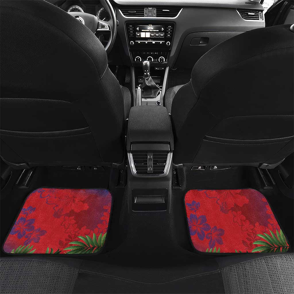 Personalised Kiribati Tarawa Atoll Car Mats Frigate Bird With Map Tropical Style LT14 Set 2pcs - Back Red - Polynesian Pride