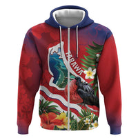 Personalised Kiribati Tarawa Atoll Hoodie Frigate Bird With Map Tropical Style LT14 Zip Hoodie Red - Polynesian Pride