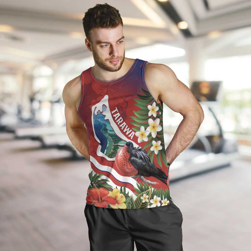 Personalised Kiribati Tarawa Atoll Men Tank Top Frigate Bird With Map Tropical Style LT14 Red - Polynesian Pride