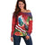 Personalised Kiribati Tarawa Atoll Off Shoulder Sweater Frigate Bird With Map Tropical Style