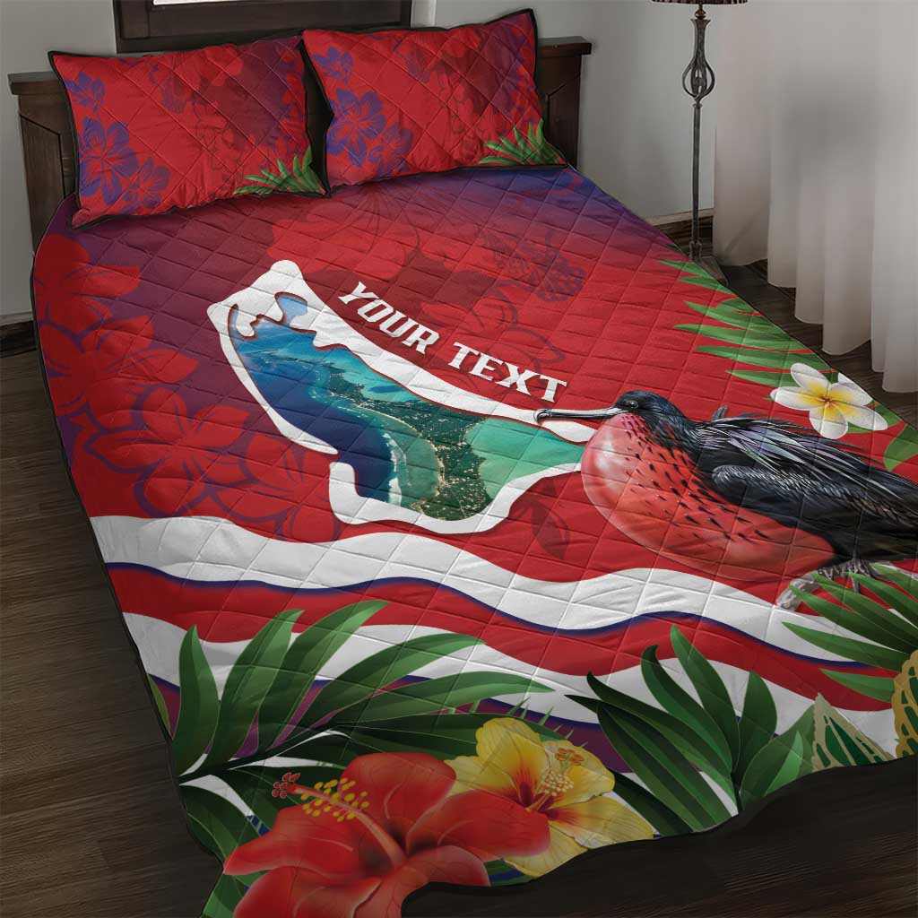 Personalised Kiribati Tarawa Atoll Quilt Bed Set Frigate Bird With Map Tropical Style LT14 Red - Polynesian Pride