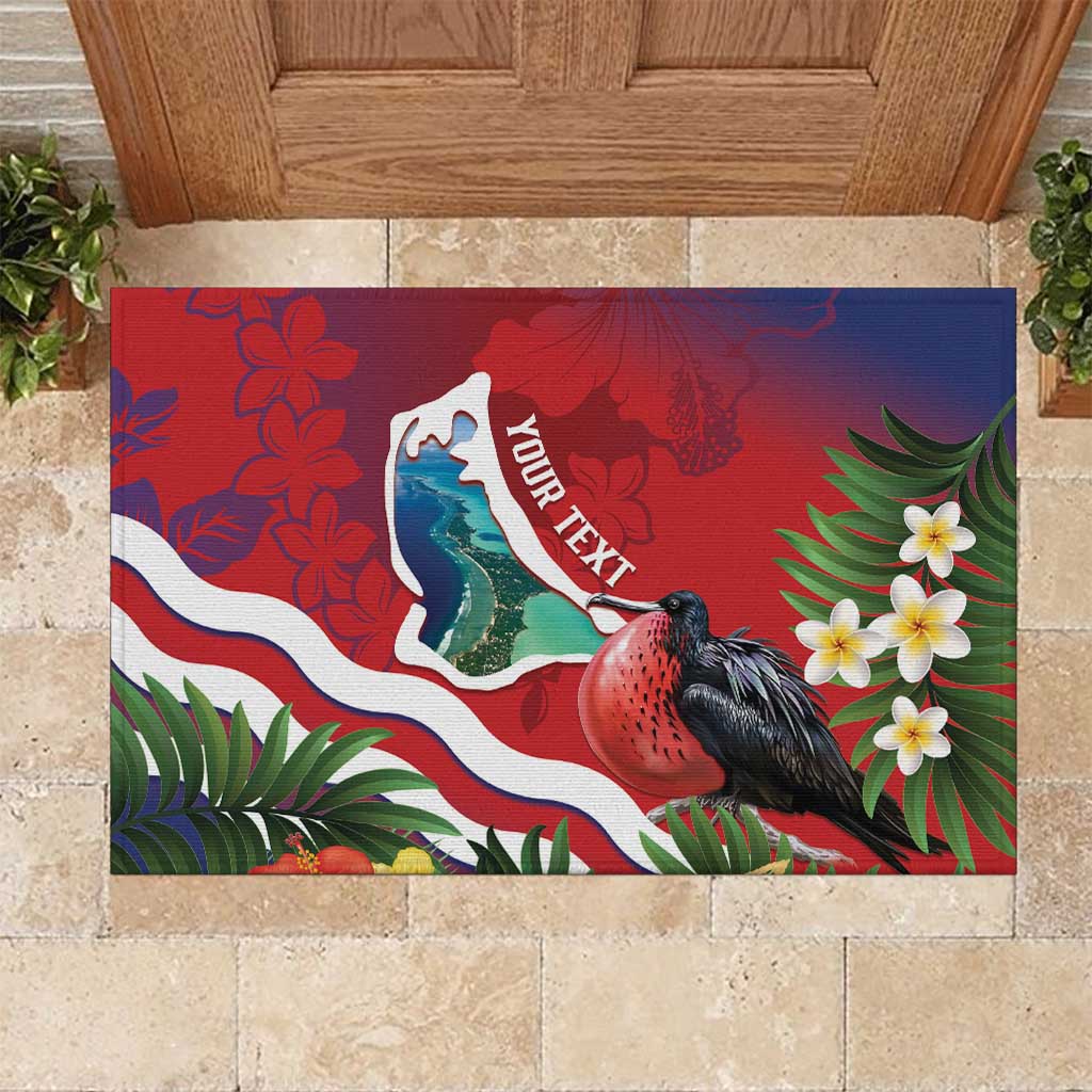Personalised Kiribati Tarawa Atoll Rubber Doormat Frigate Bird With Map Tropical Style LT14 Red - Polynesian Pride