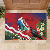 Personalised Kiribati Tarawa Atoll Rubber Doormat Frigate Bird With Map Tropical Style LT14 Red - Polynesian Pride