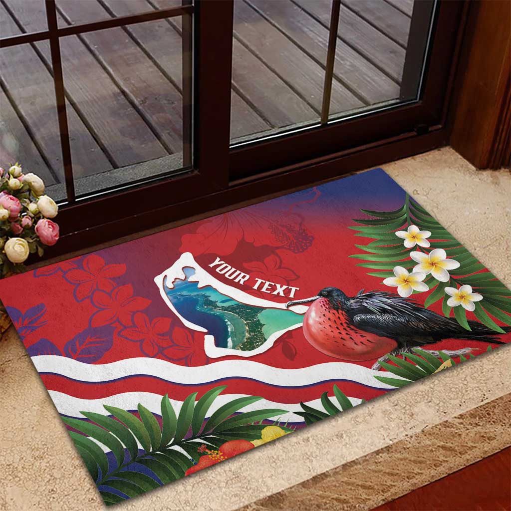 Personalised Kiribati Tarawa Atoll Rubber Doormat Frigate Bird With Map Tropical Style LT14 - Polynesian Pride