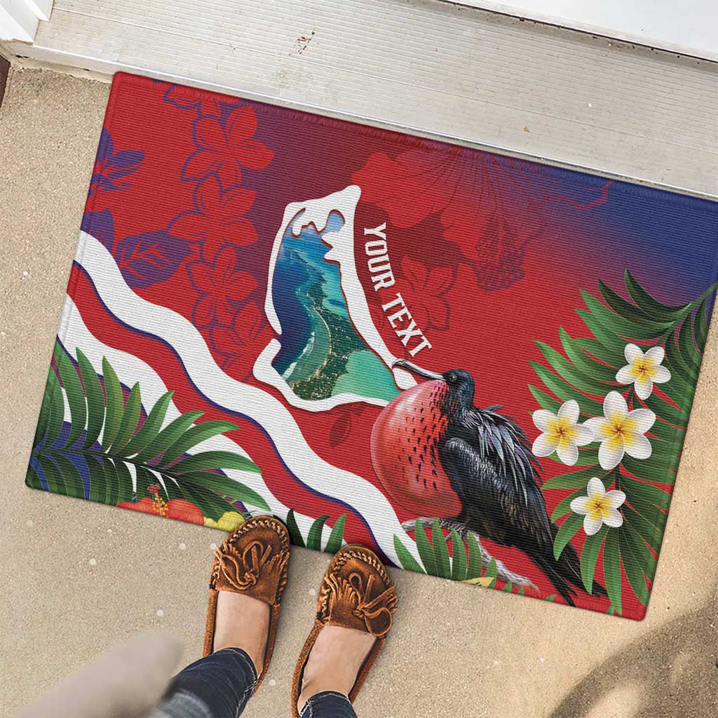Personalised Kiribati Tarawa Atoll Rubber Doormat Frigate Bird With Map Tropical Style LT14 - Polynesian Pride