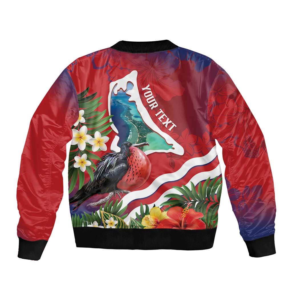 Personalised Kiribati Tarawa Atoll Sleeve Zip Bomber Jacket Frigate Bird With Map Tropical Style LT14 - Polynesian Pride