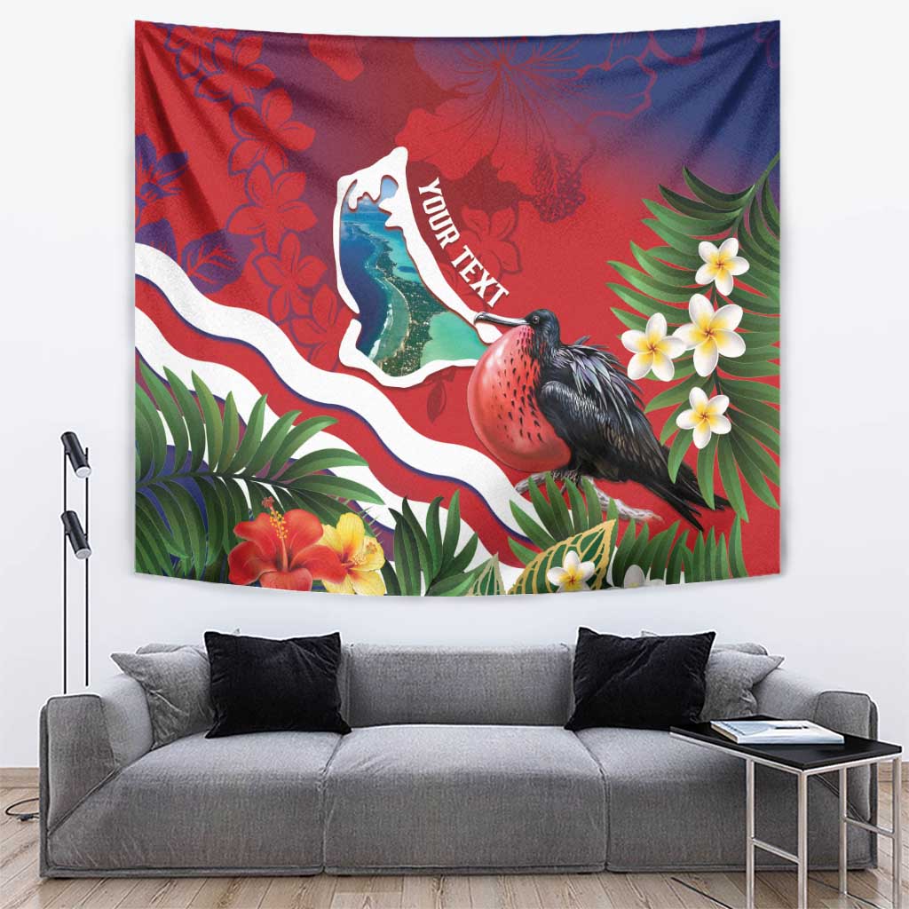 Personalised Kiribati Tarawa Atoll Tapestry Frigate Bird With Map Tropical Style LT14 Red - Polynesian Pride