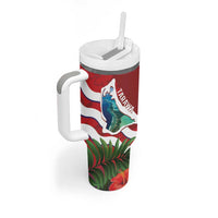 Personalised Kiribati Tarawa Atoll Tumbler With Handle Frigate Bird With Map Tropical Style LT14 - Polynesian Pride