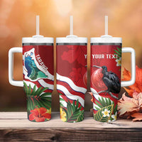 Personalised Kiribati Tarawa Atoll Tumbler With Handle Frigate Bird With Map Tropical Style LT14 - Polynesian Pride