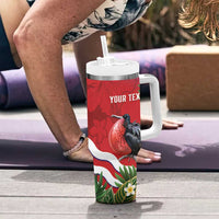 Personalised Kiribati Tarawa Atoll Tumbler With Handle Frigate Bird With Map Tropical Style LT14 - Polynesian Pride