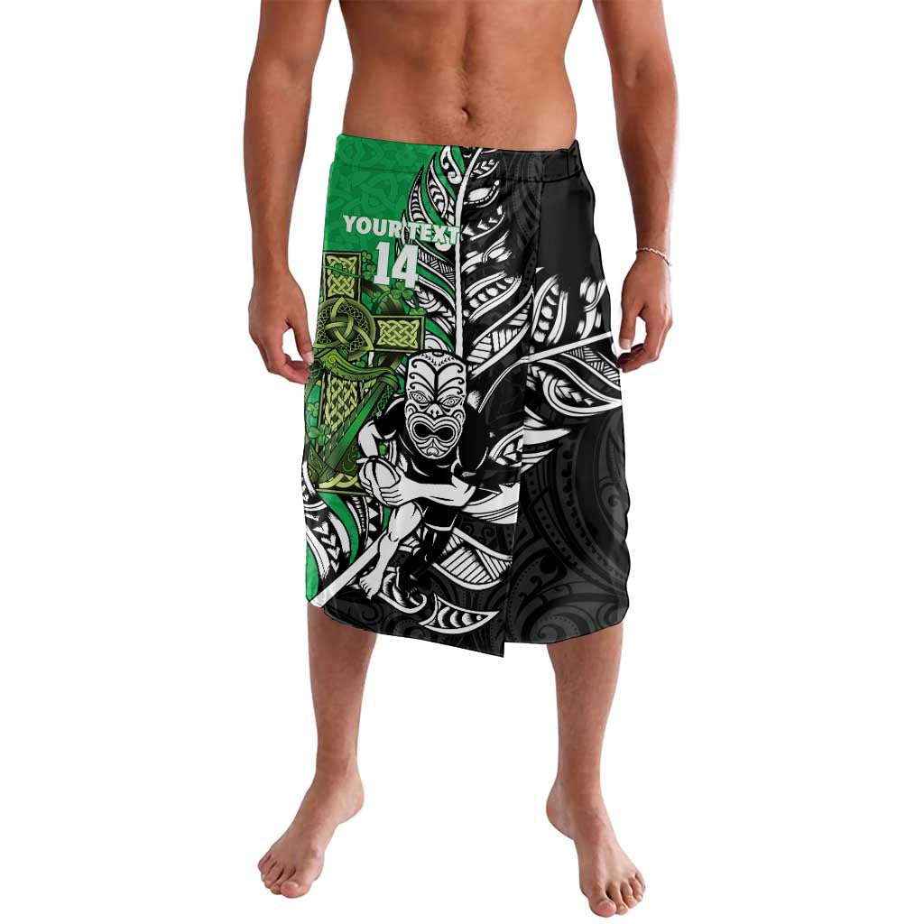 New Zealand and Ireland Rugby Custom Lavalava Maori Tiki Fern Irish Celtic Cross LT14 Green - Polynesian Pride