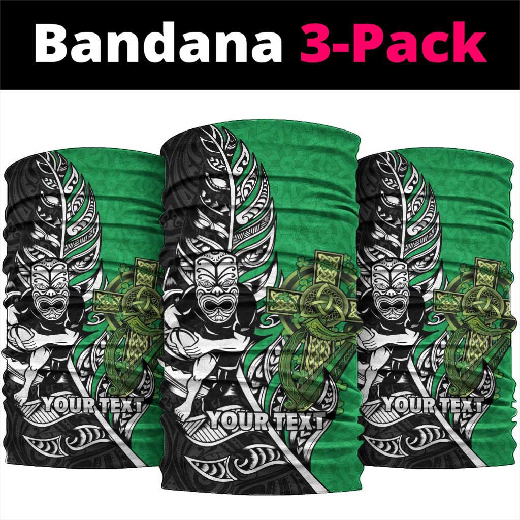 New Zealand and Ireland Rugby Custom Neck Gaiter Maori Tiki Fern Irish Celtic Cross LT14 package One Size: 25*50cm Green - Polynesian Pride