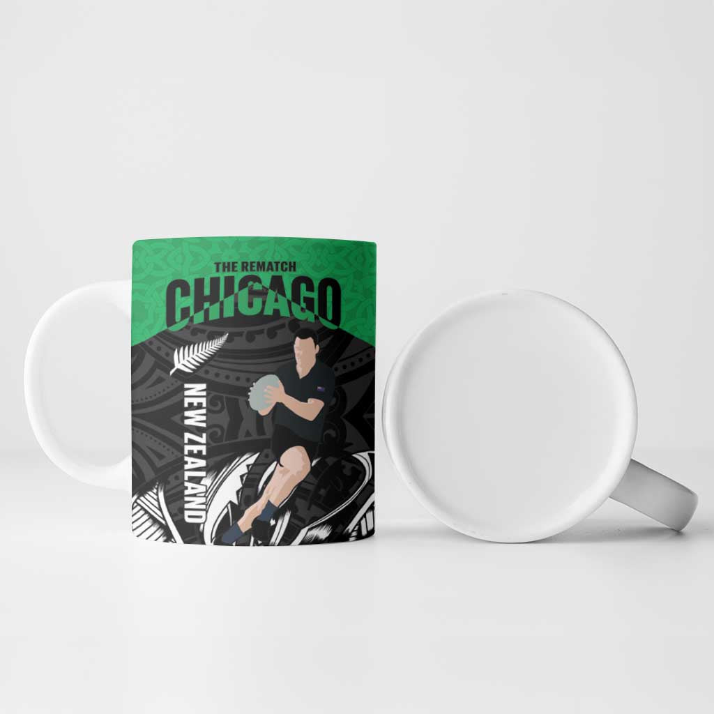 New Zealand and Ireland Rugby Ceramic Mug Chicago 2025 Go All Black Shamrocks LT14 - Polynesian Pride