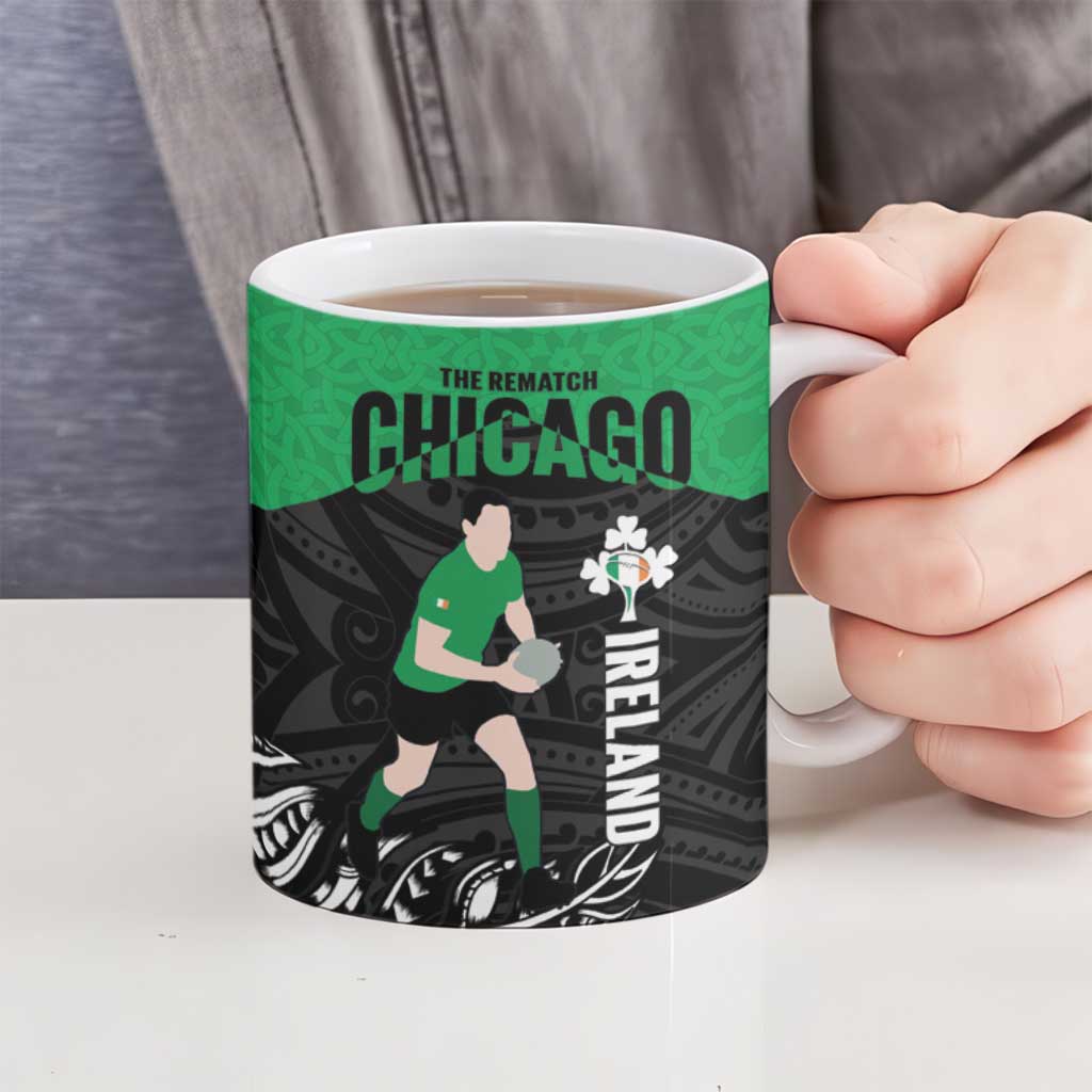 New Zealand and Ireland Rugby Ceramic Mug Chicago 2025 Go All Black Shamrocks LT14 - Polynesian Pride