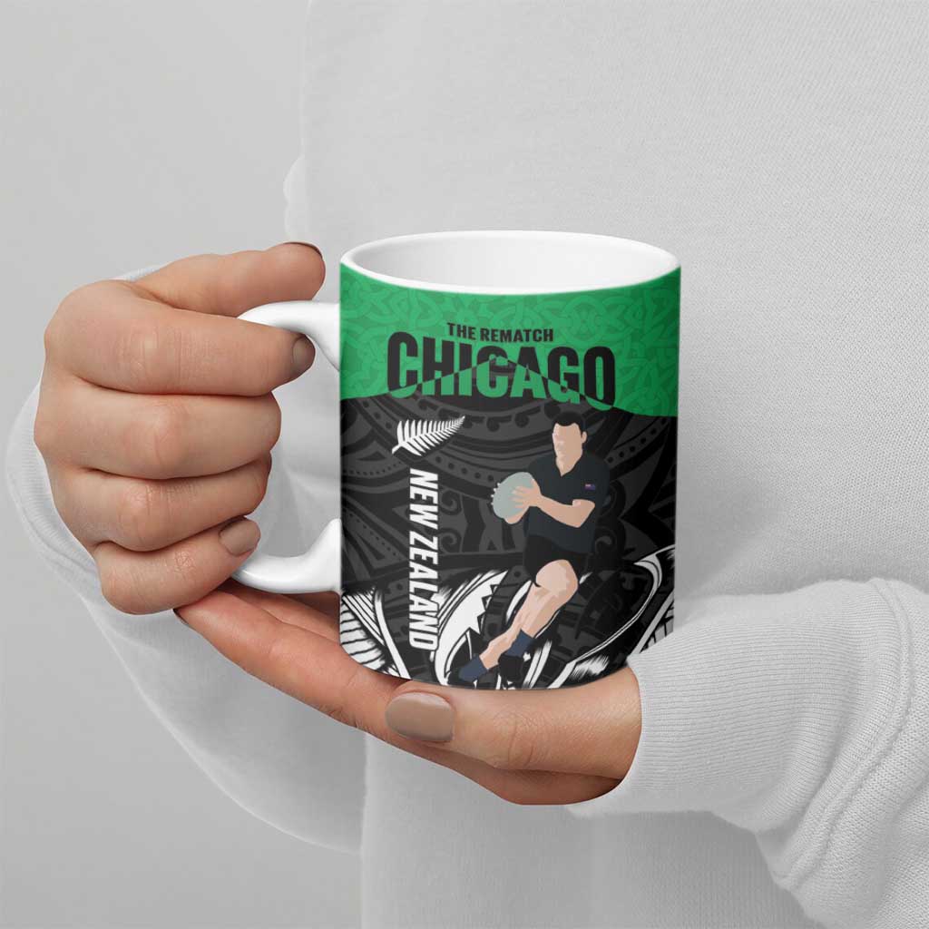 New Zealand and Ireland Rugby Ceramic Mug Chicago 2025 Go All Black Shamrocks LT14 - Polynesian Pride