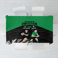 New Zealand and Ireland Rugby Tablecloth Chicago 2025 Go All Black Shamrocks LT14 Black - Polynesian Pride