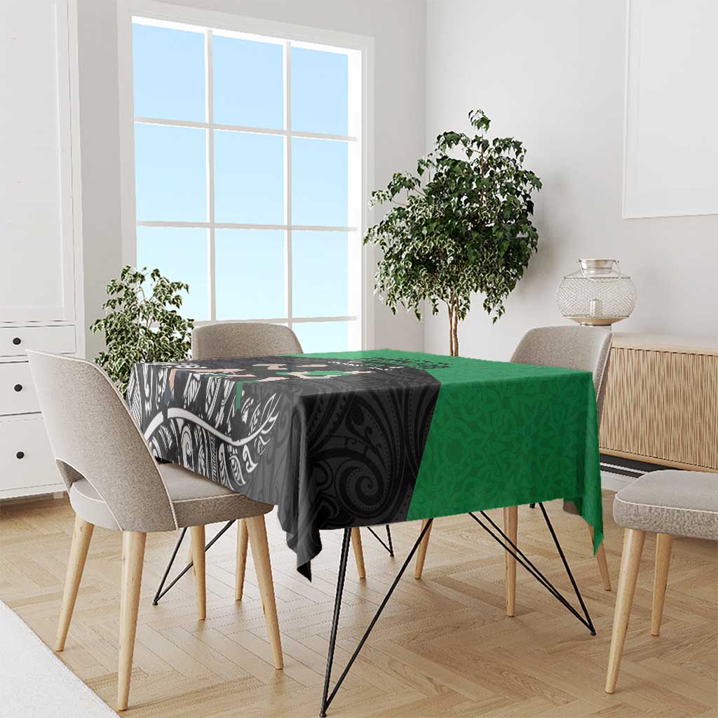 New Zealand and Ireland Rugby Tablecloth Chicago 2025 Go All Black Shamrocks LT14 - Polynesian Pride
