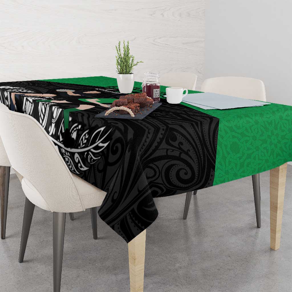 New Zealand and Ireland Rugby Tablecloth Chicago 2025 Go All Black Shamrocks LT14 - Polynesian Pride