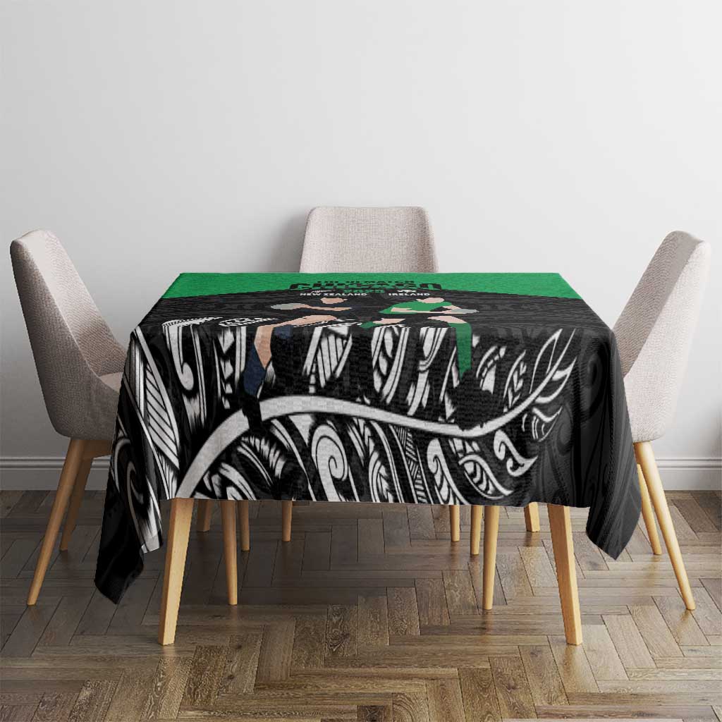 New Zealand and Ireland Rugby Tablecloth Chicago 2025 Go All Black Shamrocks LT14 - Polynesian Pride