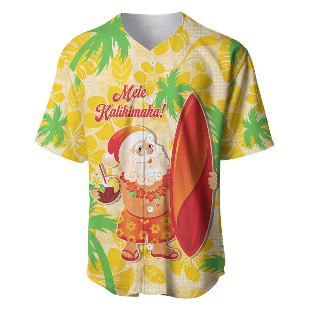 Aloha Hawaii Christmas Baseball Jersey Mele Kalikimaka Funny Santa Palaka Quilt Motifs LT14 Yellow - Polynesian Pride