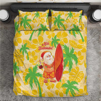 Aloha Hawaii Christmas Bedding Set Mele Kalikimaka Funny Santa Palaka Quilt Motifs LT14 Yellow - Polynesian Pride