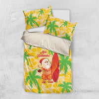 Aloha Hawaii Christmas Bedding Set Mele Kalikimaka Funny Santa Palaka Quilt Motifs LT14 US Twin 172cm x 218cm Yellow - Polynesian Pride
