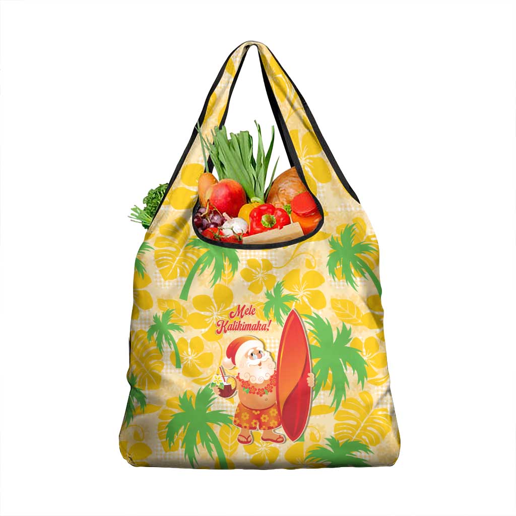 Aloha Hawaii Christmas Grocery Bag Mele Kalikimaka Funny Santa Palaka Quilt Motifs LT14 1-pack One Size Yellow - Polynesian Pride
