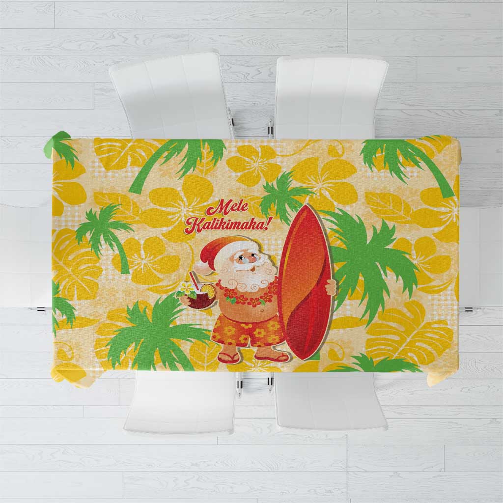 Aloha Hawaii Christmas Tablecloth Mele Kalikimaka Funny Santa Palaka Quilt Motifs LT14 Yellow - Polynesian Pride