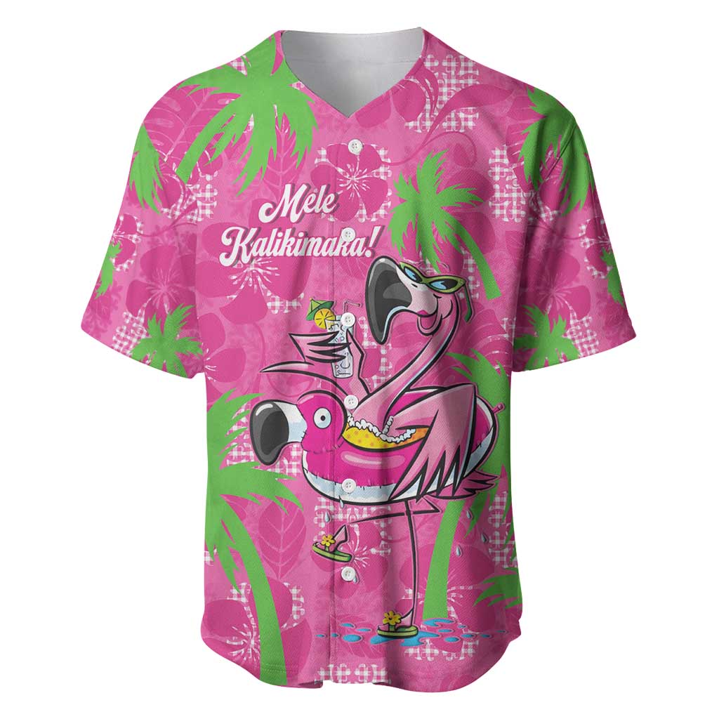 Aloha Hawaii Christmas Baseball Jersey Mele Kalikimaka Chill Flamingo Palaka Quilt Motifs LT14 Pink - Polynesian Pride