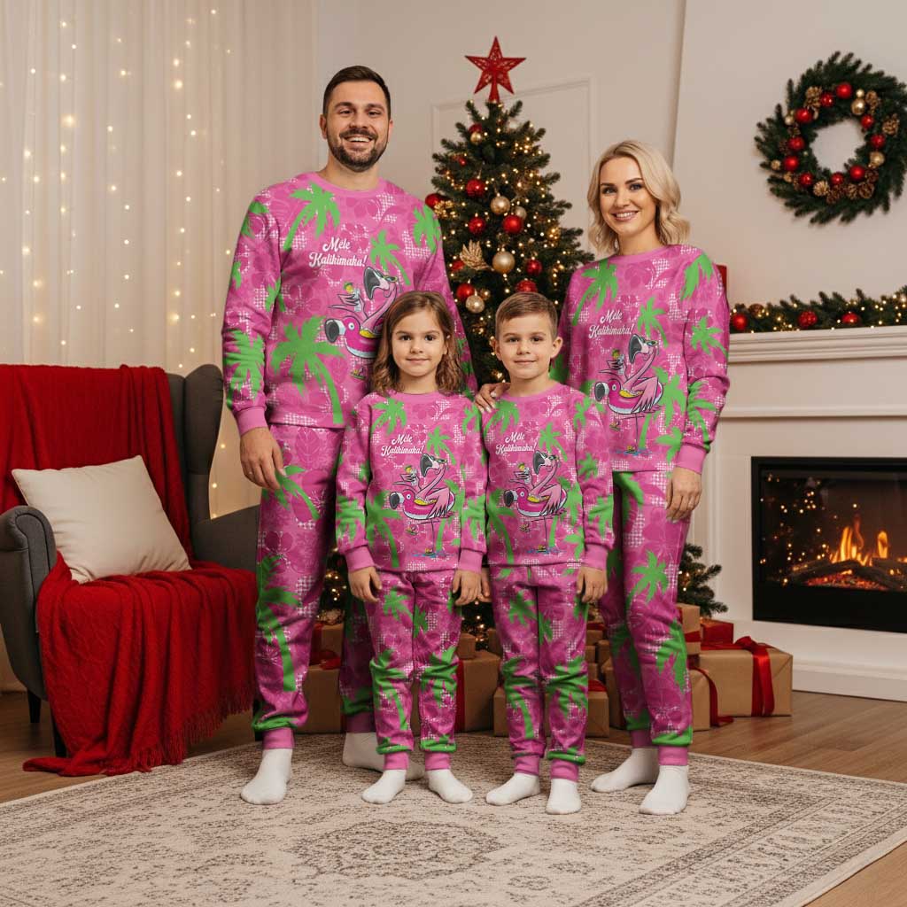 Aloha Hawaii Christmas Pajama Set Mele Kalikimaka Chill Flamingo Palaka Quilt Motifs LT14 - Polynesian Pride