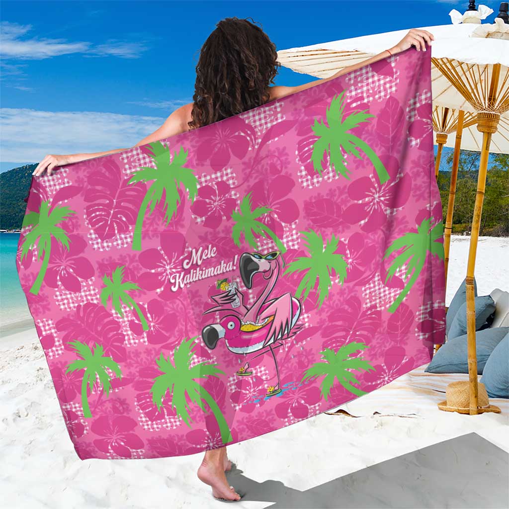 Aloha Hawaii Christmas Sarong Mele Kalikimaka Chill Flamingo Palaka Quilt Motifs LT14 One Size 44 x 66 inches Pink - Polynesian Pride