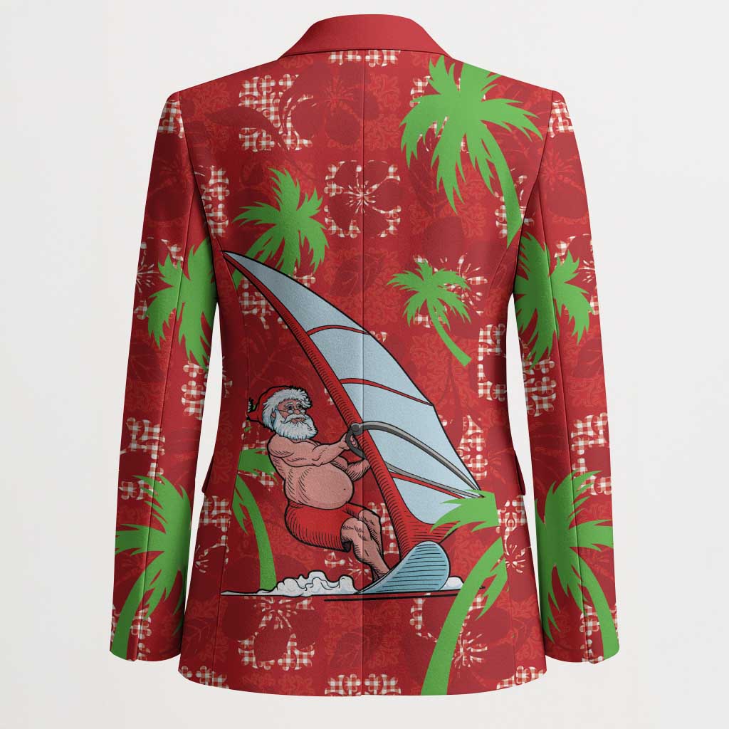 Aloha Hawaii Christmas Blazer Mele Kalikimaka Windsurfing Santa Palaka Quilt Motifs LT14 - Polynesian Pride