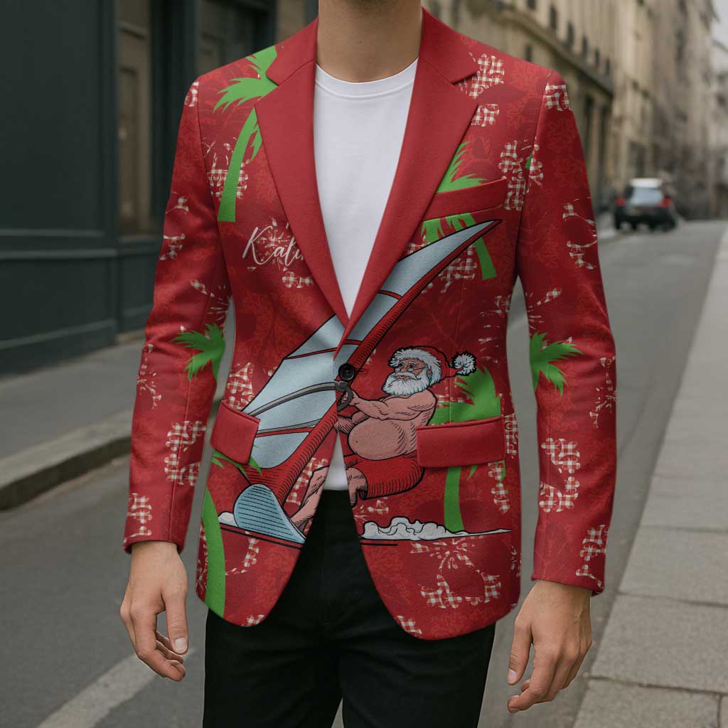 Aloha Hawaii Christmas Blazer Mele Kalikimaka Windsurfing Santa Palaka Quilt Motifs LT14 - Polynesian Pride