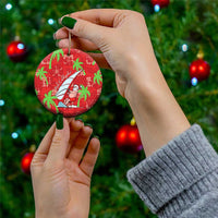 Aloha Hawaii Christmas Ceramic Ornament Mele Kalikimaka Windsurfing Santa Palaka Quilt Motifs LT14 - Polynesian Pride