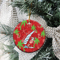 Aloha Hawaii Christmas Ceramic Ornament Mele Kalikimaka Windsurfing Santa Palaka Quilt Motifs LT14 - Polynesian Pride