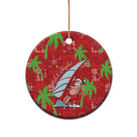 Aloha Hawaii Christmas Ceramic Ornament Mele Kalikimaka Windsurfing Santa Palaka Quilt Motifs LT14 - Polynesian Pride