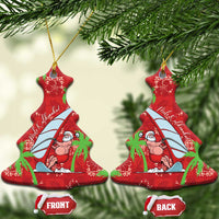 Aloha Hawaii Christmas Ceramic Ornament Mele Kalikimaka Windsurfing Santa Palaka Quilt Motifs LT14 Christmas Tree Red - Polynesian Pride