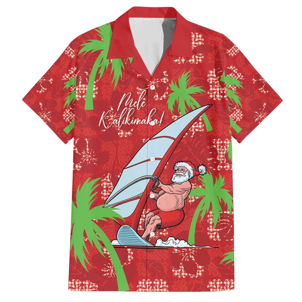 Aloha Hawaii Christmas Hawaiian Shirt Mele Kalikimaka Windsurfing Santa Palaka Quilt Motifs LT14 Red - Polynesian Pride